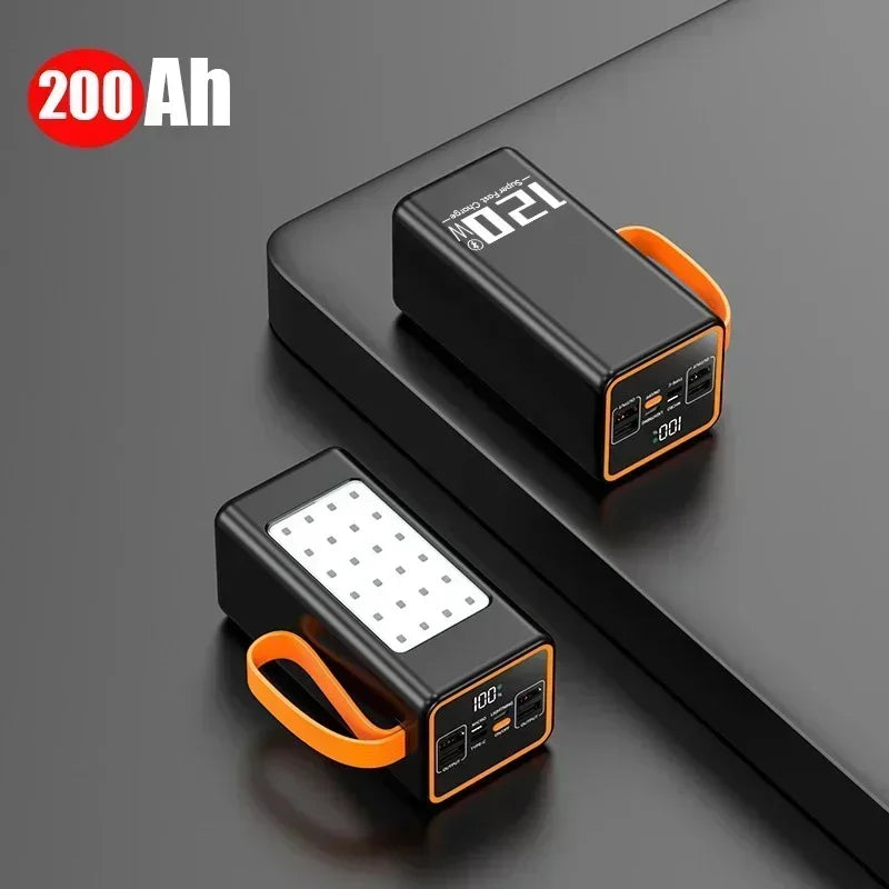 Cargador portátil de 200.000 mAh con carga rápida bidireccional y 120 W.