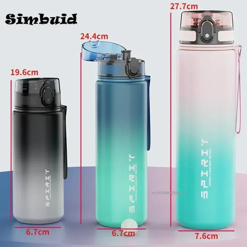 Botella de agua de 1 litro/500 ml/650 ml, deportiva, motivacional.