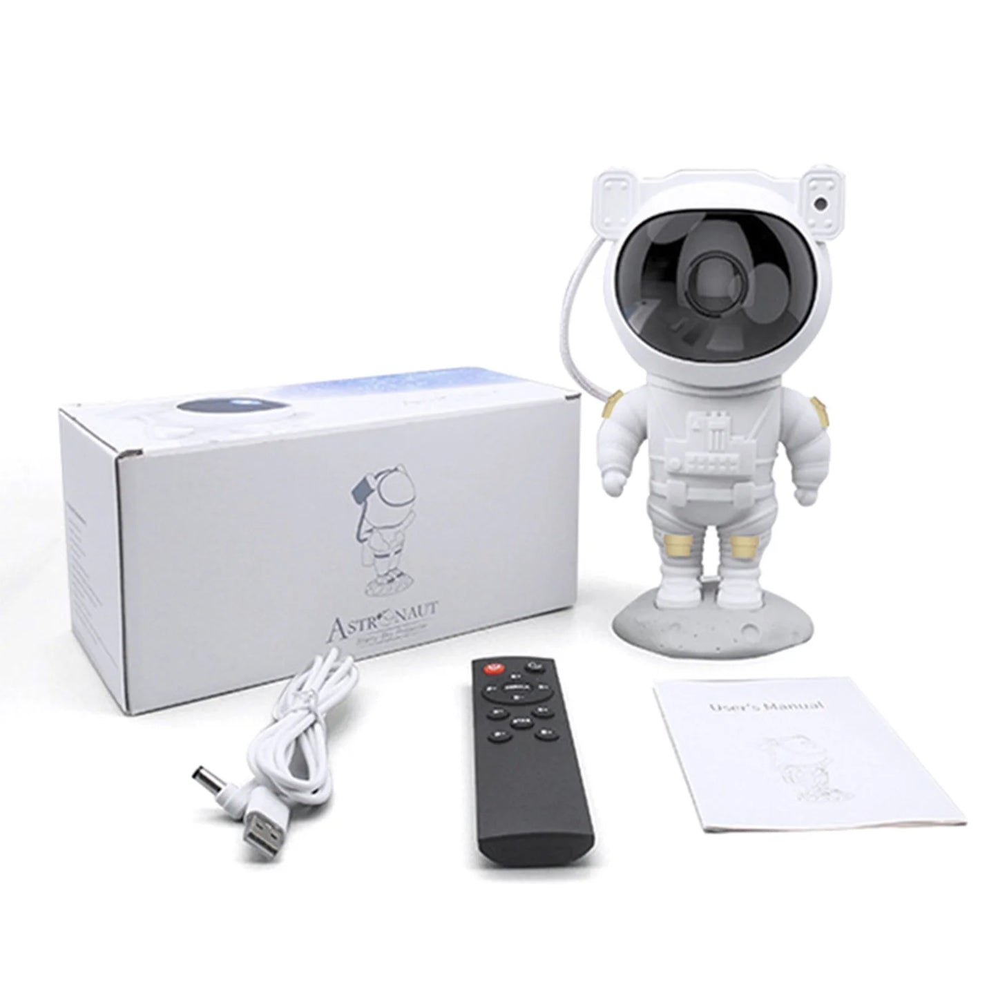 Proyector de galaxia con luz nocturna y cielo estrellado.