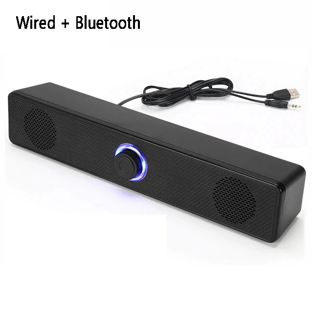 Barra de sonido para ordenador, PC, TV, portátil, escritorio, con cable, inalámbrica.