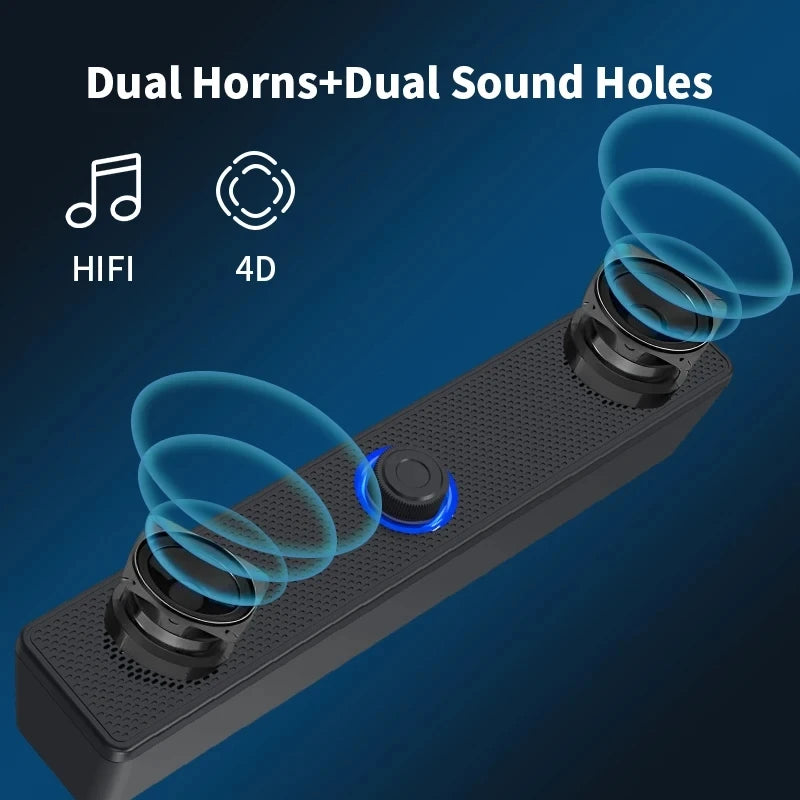 Barra de sonido para ordenador, PC, TV, portátil, escritorio, con cable, inalámbrica.