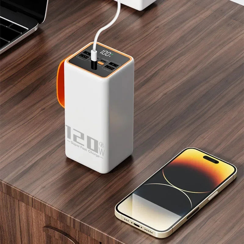 Cargador portátil de 200.000 mAh con carga rápida bidireccional y 120 W.