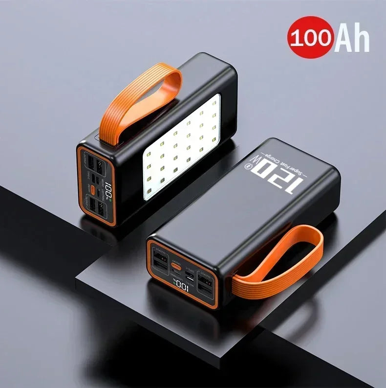 Cargador portátil de 200.000 mAh con carga rápida bidireccional y 120 W.