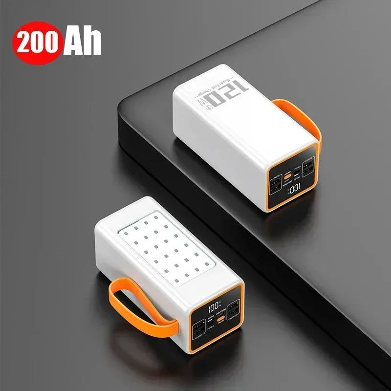 Cargador portátil de 200.000 mAh con carga rápida bidireccional y 120 W.