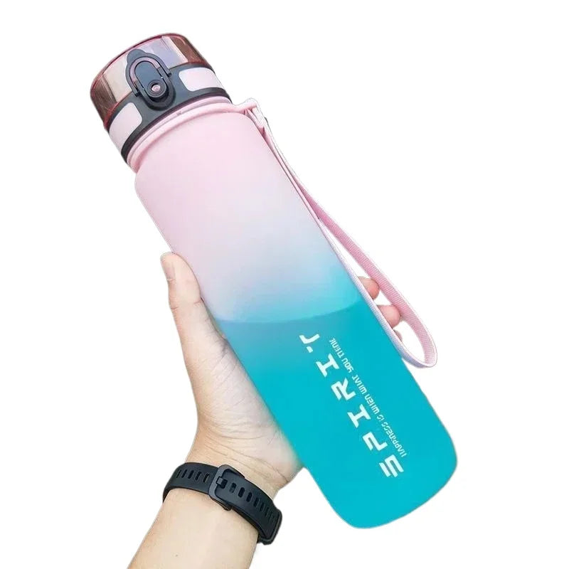 Botella de agua de 1 litro/500 ml/650 ml, deportiva, motivacional.