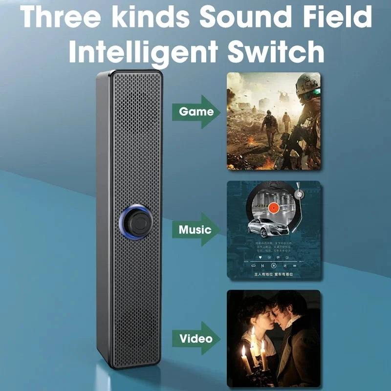 Barra de sonido para ordenador, PC, TV, portátil, escritorio, con cable, inalámbrica.