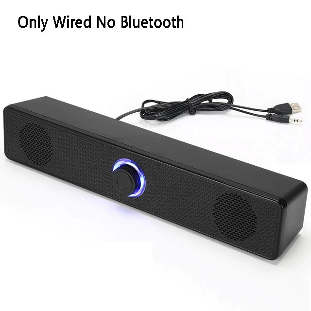 Barra de sonido para ordenador, PC, TV, portátil, escritorio, con cable, inalámbrica.
